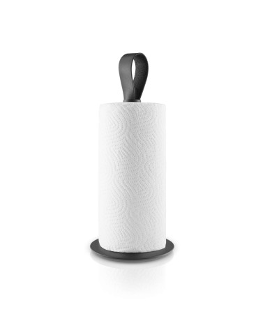 Kitchen Roll Holder - Black - With Leather Strap - Eva Solo