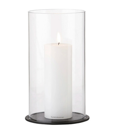 Glass Hurricane diam.20cm * H30 cm (with black metal base)