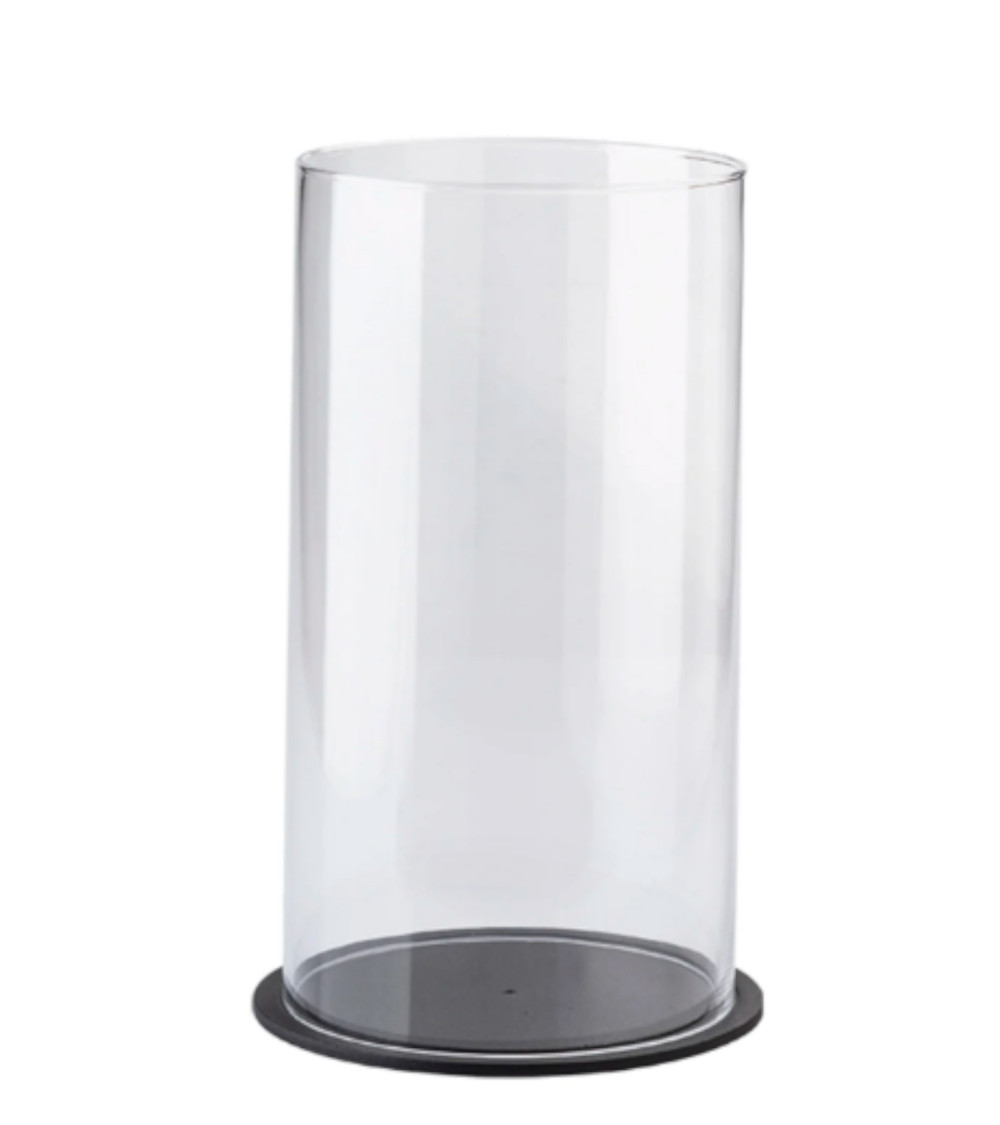 Glass Hurricane diam.20cm * H30 cm (with black metal base)