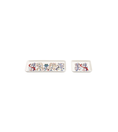 White rectangular taika plate. Designer Klaus Haapaniemi